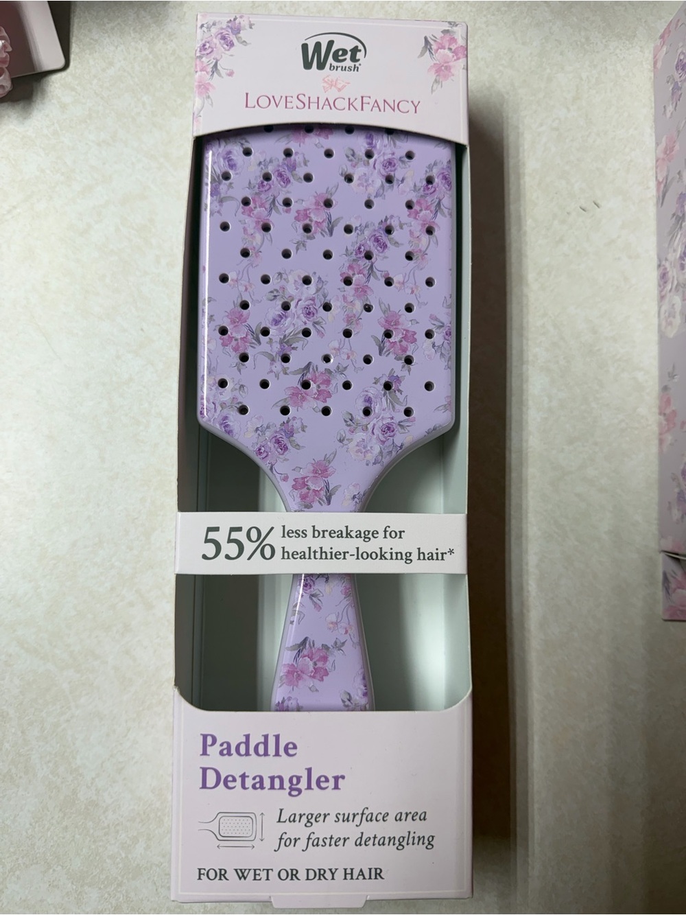 Wet Brush LoveShackFancy Lavender Floral Paddle Detangler